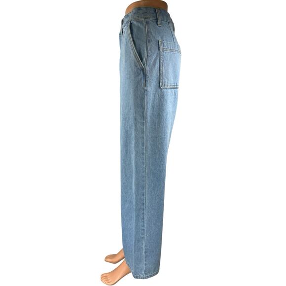 NEW American Apparel The Crop Wide Leg Womens Blue High Rise Denim Jeans Size 28 - Picture 2 of 6
